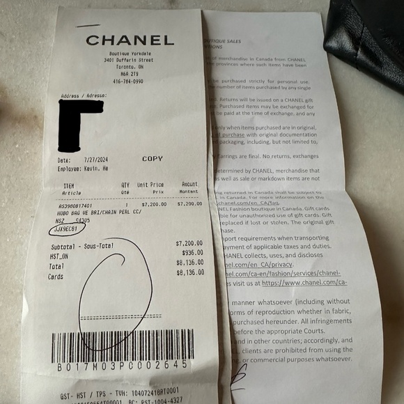 Shiny Calfskin Quilted Pearl CC Chain Mini Chanel 22 Black - Picture 2 of 6